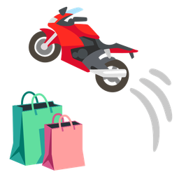 motorcycle and shopping bags