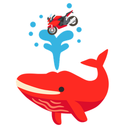 motorcycle and spouting whale