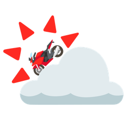 motorcycle and sun behind cloud