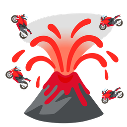 motorcycle and volcano