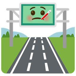 motorway and face with thermometer