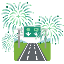 motorway and fireworks