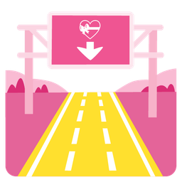 motorway and heart with ribbon