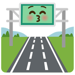 Motorway and Kissing face with closed eyes