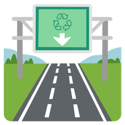 motorway and recycling symbol
