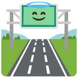 Motorway and Smiling face with halo