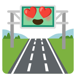 Motorway and Smiling face with heart-eyes