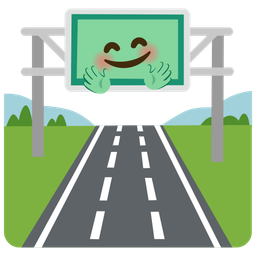 Motorway and Smiling face with open hands