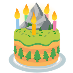 Mountain and Birthday cake