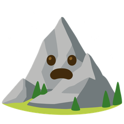 Mountain and Frowning face with open mouth
