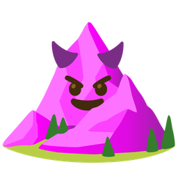 Mountain and Smiling face with horns