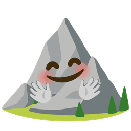 Mountain and Smiling face with open hands