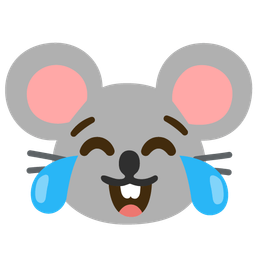 Mouse face and Face with tears of joy