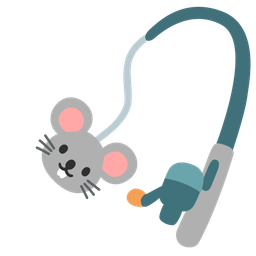 Mouse face and Fishing pole