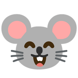 Mouse face and Grinning face with smiling eyes