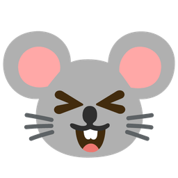 Mouse face and Grinning squinting face