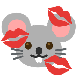 mouse face and kiss mark