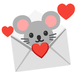 mouse face and love letter