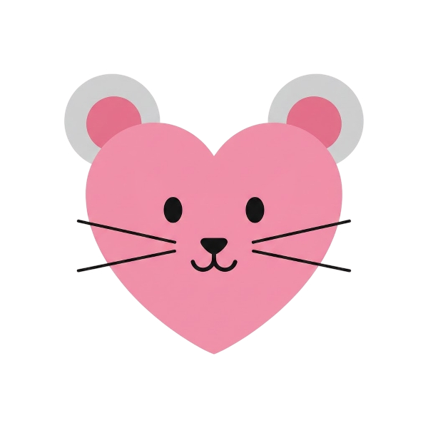 Mouse face and Pink heart