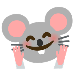 Mouse face and Smiling face with open hands