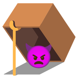 mouse trap and angry face with horns