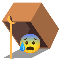 mouse trap and anxious face with sweat