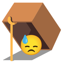 mouse trap and downcast face with sweat