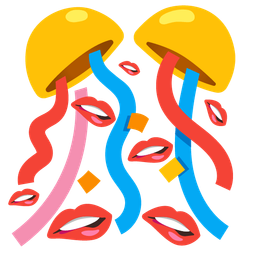 mouth and confetti ball