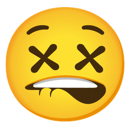 mouth and face with crossed-out eyes