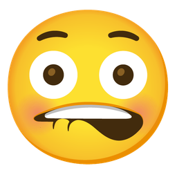 mouth and flushed face