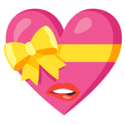 mouth and heart with ribbon