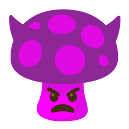 mushroom and angry face with horns
