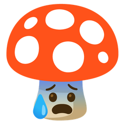 mushroom and anxious face with sweat