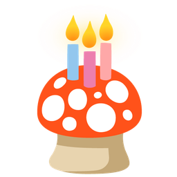 mushroom and birthday cake