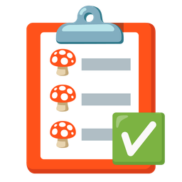 mushroom and check mark button