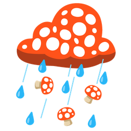 mushroom and cloud with rain