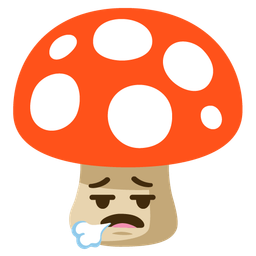 mushroom and face exhaling