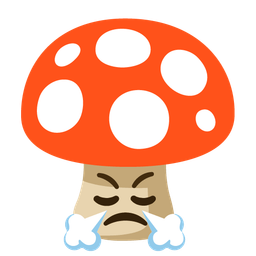 mushroom and face with steam from nose