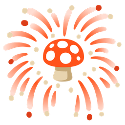 mushroom and fireworks