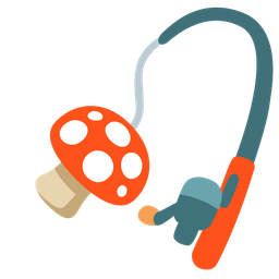 mushroom and fishing pole