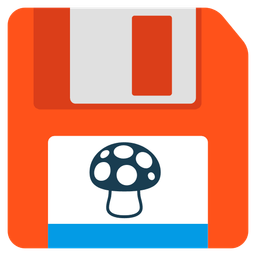 mushroom and floppy disk