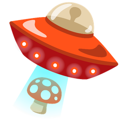 mushroom and flying saucer