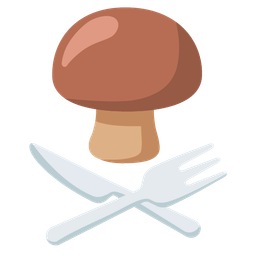 mushroom and fork and knife with plate