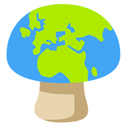 mushroom and globe showing Europe-Africa