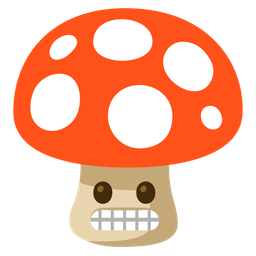 mushroom and grimacing face