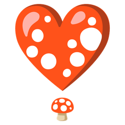mushroom and heart exclamation