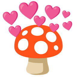 mushroom and heart with arrow