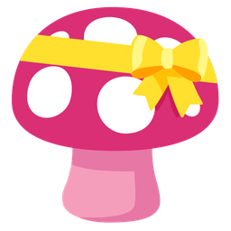 mushroom and heart with ribbon