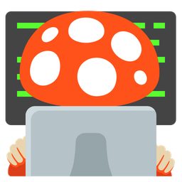 mushroom and laptop
