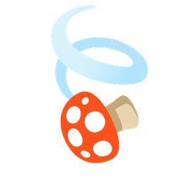 mushroom and leaf fluttering in wind